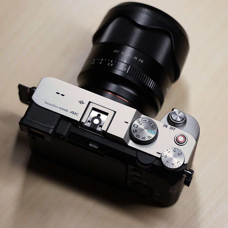 Sony A7-C top view of control dials