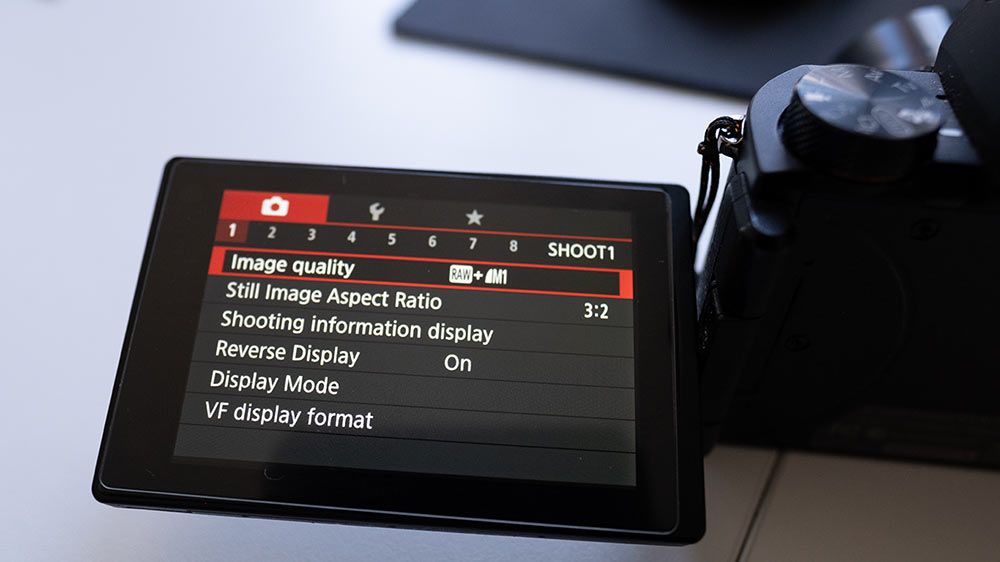 Camera menu on a Canon G5X